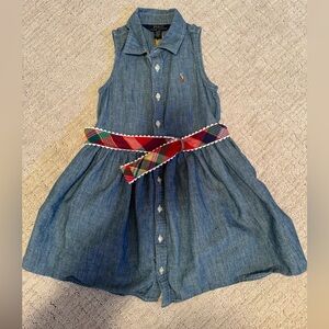 Polo by Ralph Lauren Blue Denim Dress with Removable Plaid Belt